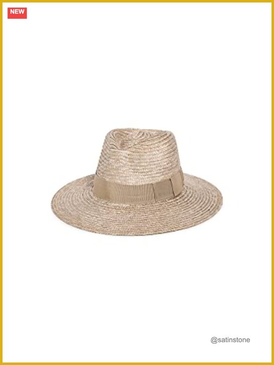 Woven Straw Short Brim Sun Hat with Grosgrain Ribbon Trim